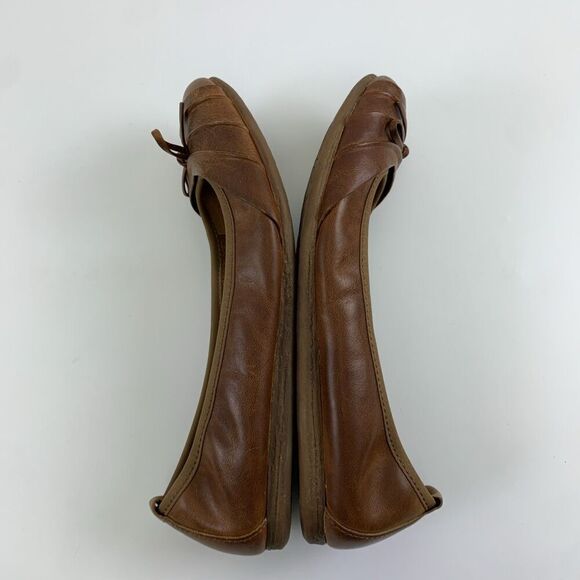 Born Chelan Ballet Flat Brown Leather Slip On Bow Round Toe Comfort Womens 7.5 - Picture 10 of 11